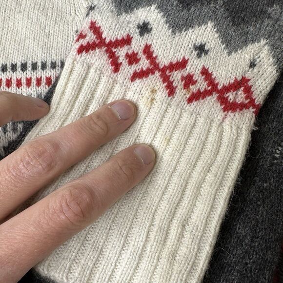 B Moss Lambswool Angora Cardigan Sweater Sz M Fair Isle Nordic Winter Vtg 90s - Picture 10 of 11